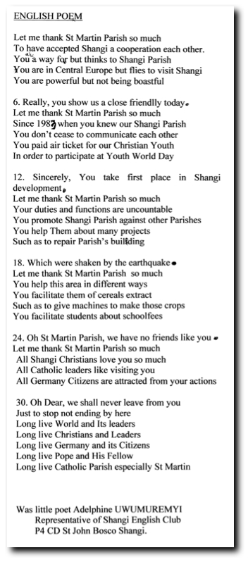 English Poem of St. Martin Parish